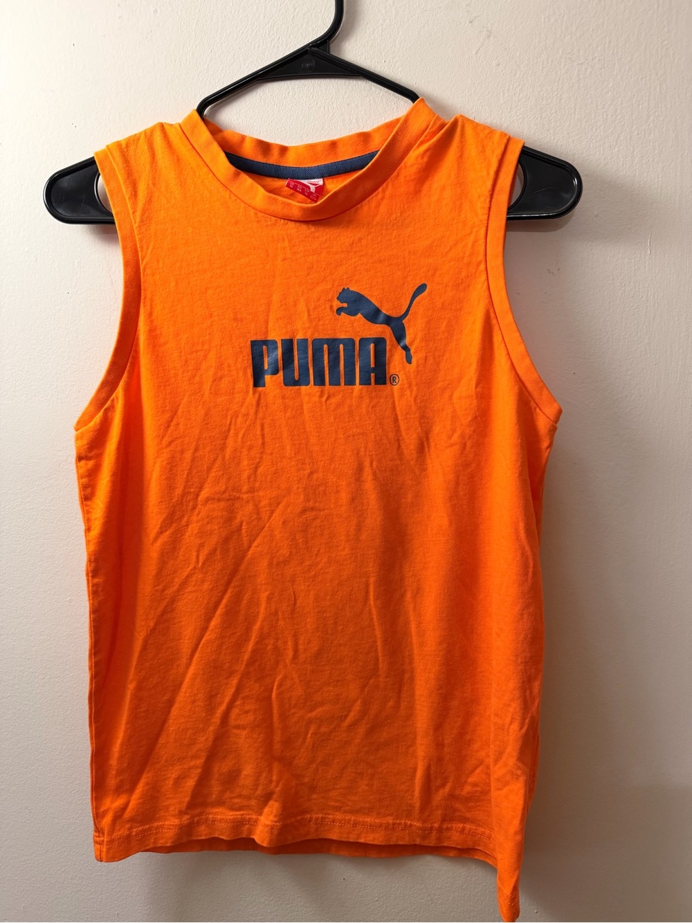 Puma Orange Sleeveless Tank with Navy Logo